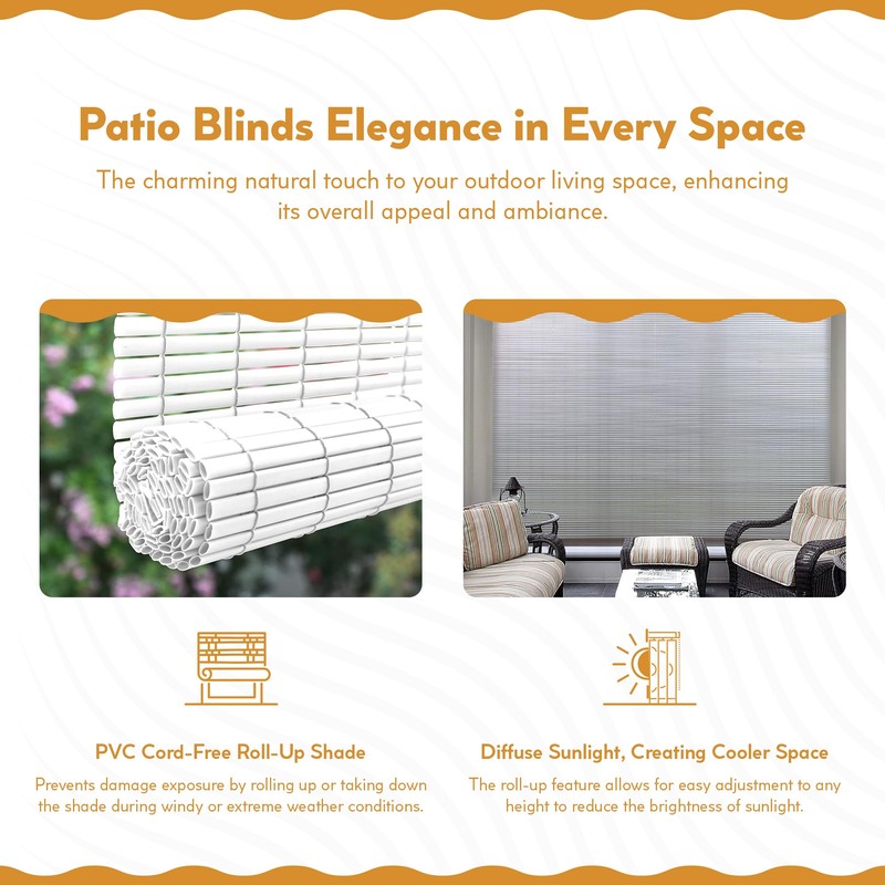 Radiance Cordless Outdoor Shades for Porch, Patio & Windows -