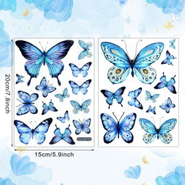 Glow in The Dark Blue Luminous Butterfly Wall & Ceiling Stickers - Removable Decals for Kids' Nursery or Bedroom