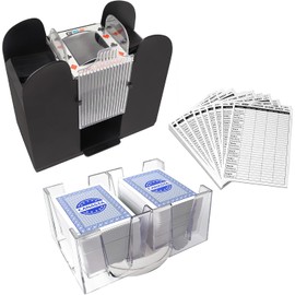 GSE Games & Sports Expert Canasta Cards Game Set with 6-Deck Blue Canasta Cards with Point Values, 6-Deck Automatic Card Shuffler, a Revolving Card Holder Tray, 100 Score Sheets
