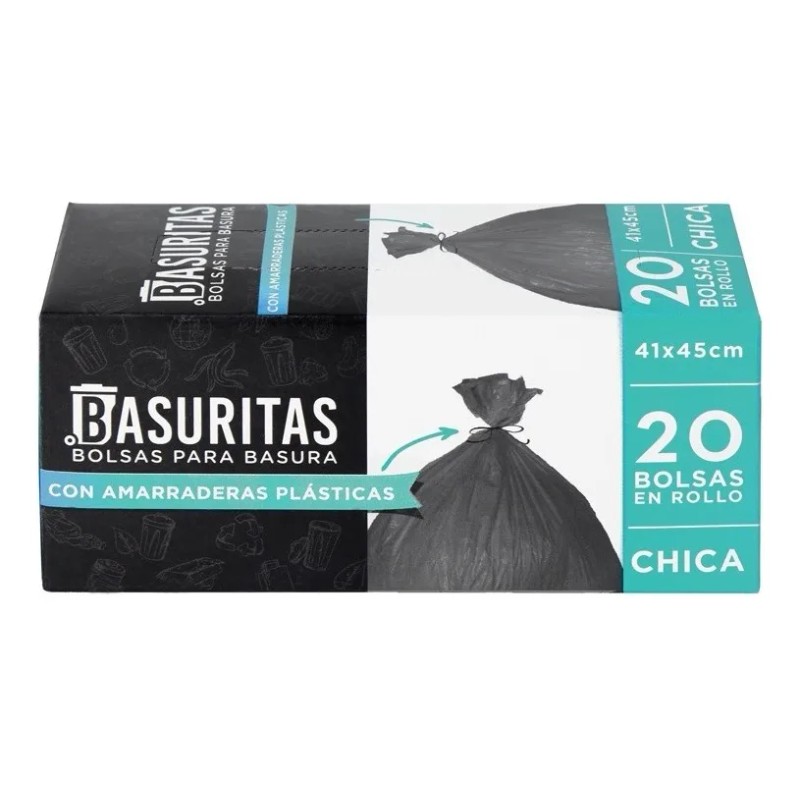 80 Bolsas De Basura Chicas Basuritas, 41x45cm, Pack 4x20