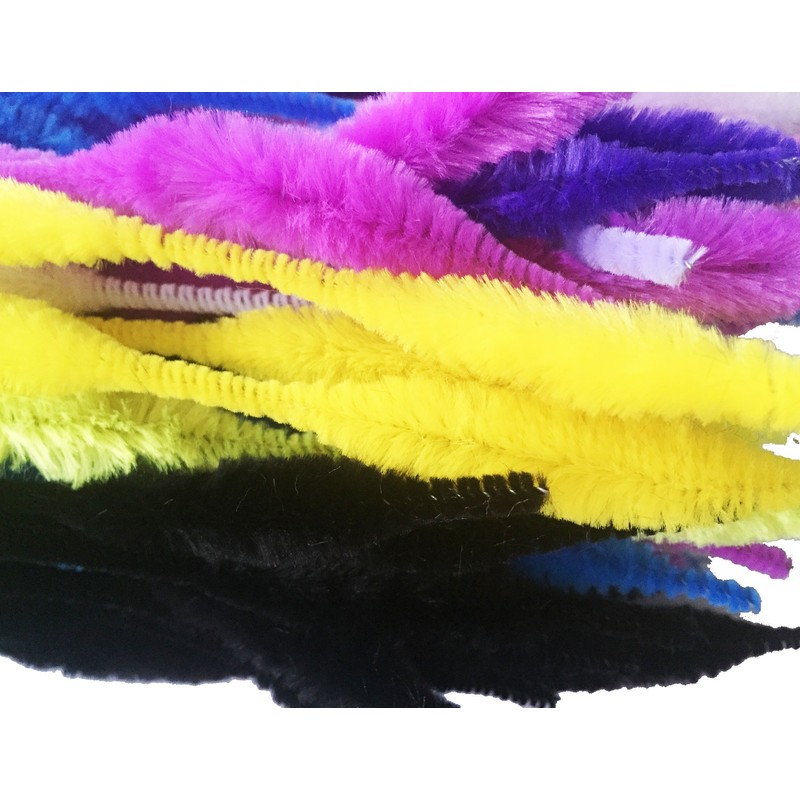 Carykon Pack of 100 Pipe Cleaners Fuzzy Bumpy Chenille Stems