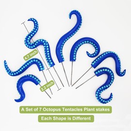House Plant Accessories Decor - Set of 7 Sea Monster Tentacles, Octopus Tentacle Plant Stake,Garden Stakes for Plant Decor,Plant Decorations, Plant Ornaments (Red)