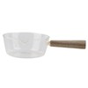 Glass Milk Pot with Wooden Handle V Shaped Spout Noodles