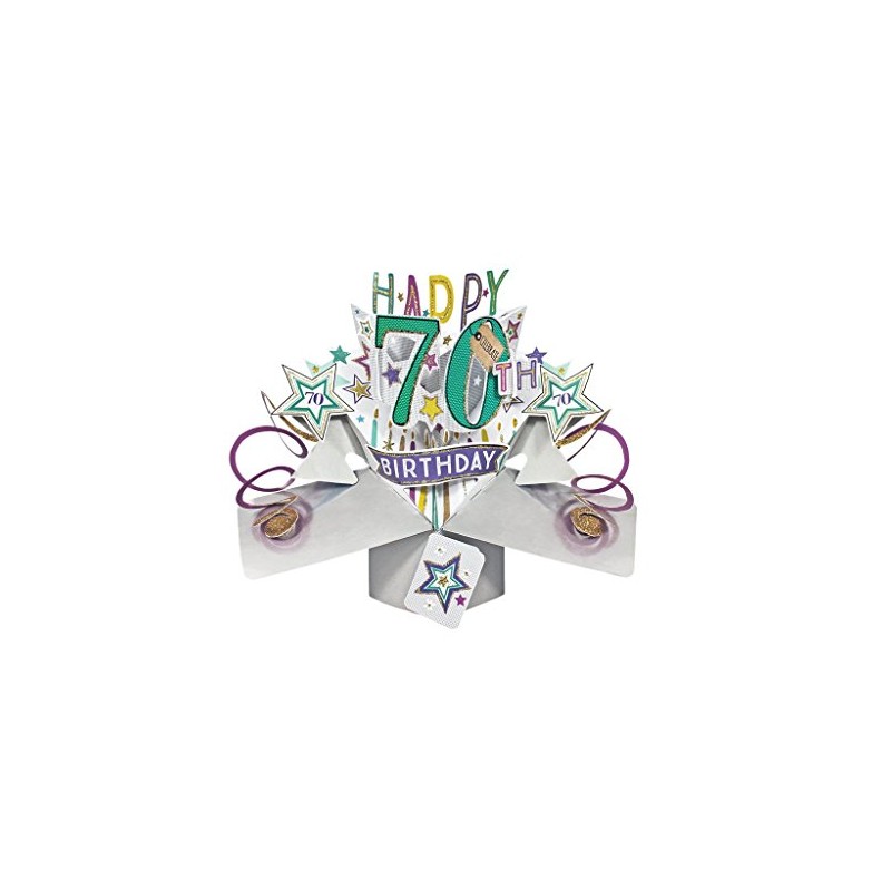 Happy 70th Birthday Pop-Up Greeting Card Original Second Nature 3D