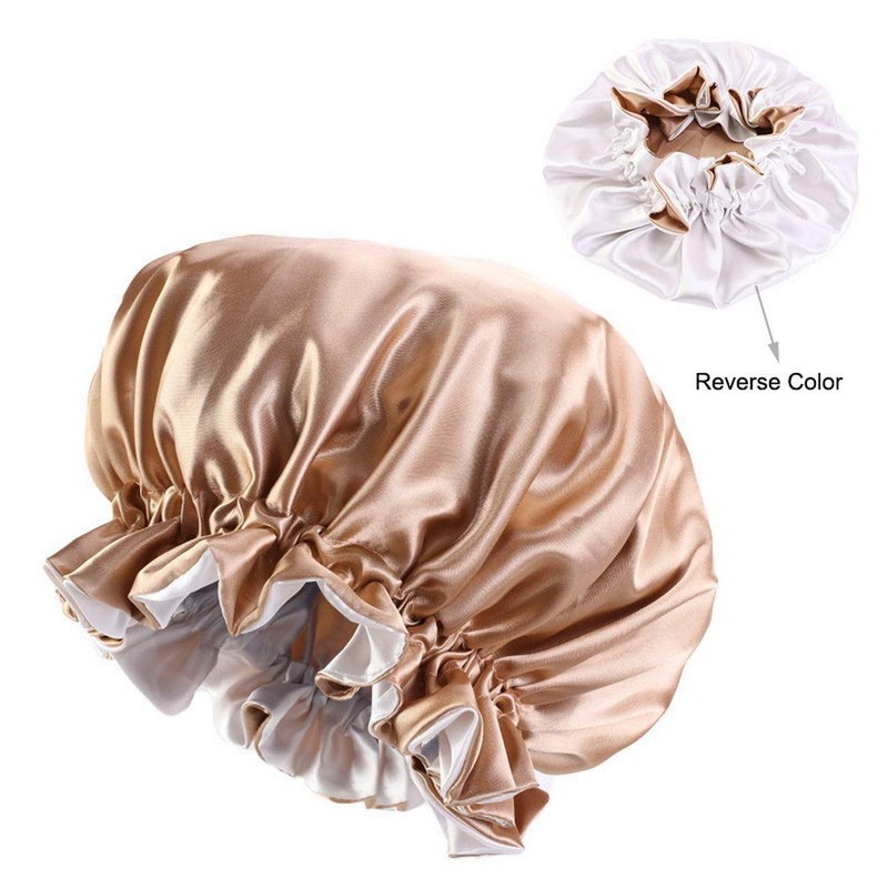 JK Home Women Bonnet Double Layered Adjustable Sleep Cap Reversible