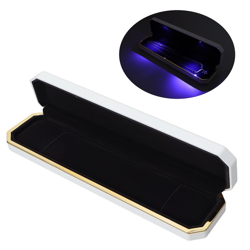 LED Lighted Jewelry Gift Box Rings Bracelet Tray Display Storage