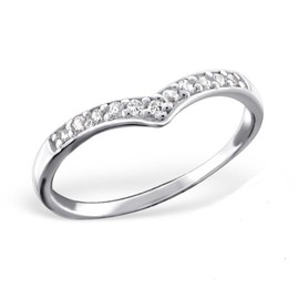 Wishbone Crystal Midi Sterling Silver Ring Size G