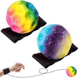 LUKIUP Ball mit Schnur Kinder, 2/4 Stück Jump Ball, Mehrfarbig Springball mit Schnur, Knallendes Gerausch Machen Springball, Interaktives Spielzeug zum Stressabbau für Kinder Im Freien(2 Stück)