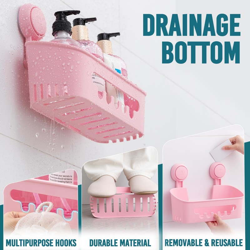 TAILI Suction Shower Caddy, Wall Mounted Bath Organizer Shelf for