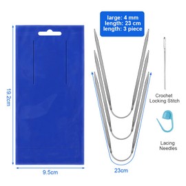 HOTUT 4mm Circular Knitting Needles 23cm Long, 3 Pcs Fixed Circular Knitting Pins, Round Needles Knitting Size US 6, Stainless Steel Circle Pins for Blanket, Scarf, Hats