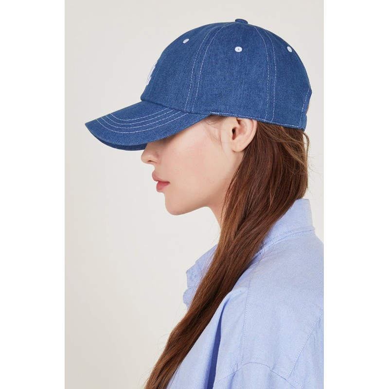 VARZAR 3D Monogram Stitch Over Fit Ball Cap Blue Denim