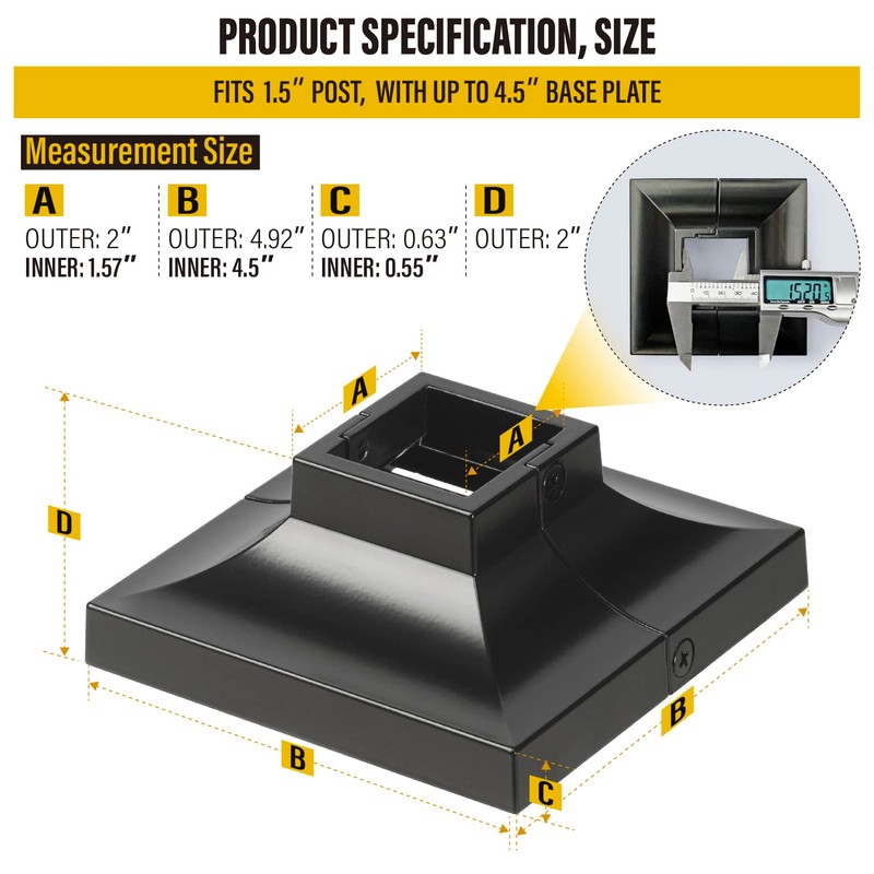 Epcee 2pcs Post 1.5" Aluminum Deck Post Base Cover, Post