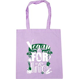 Hippowarehouse Vegan for Life Dog Motif Tote Shopping Gym Beach Bag 42cm x38cm, 10 litres