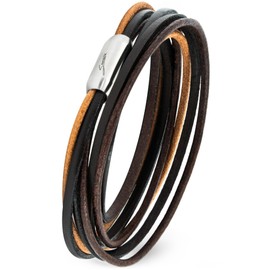 SIMARU Designer Leather Bracelet - Wrap Bracelet for Men & Women Made of Vegetable Tanned Leather with Stainless Steel Magnetic Clasp - Allergy Friendly & Chrome Free - Made in Germany, Customisable, Stainless Steel