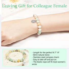 Leaving Gifts for Colleague 2025 - Retirement Women Coworkers Retiree Compass Good Luck Bracelet You Will Be Missed Farewell Going Away Goodbye Positivity