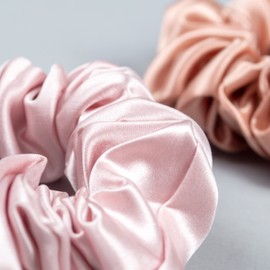 100% Real Silk Hair Scrunchie for Silky & Healthy Hair (Pink)