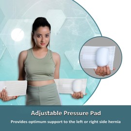 Wonder Care Polyester Umbilical White Hernia Belt Support Brace With 1 Removable Compression Pad For Men & Women