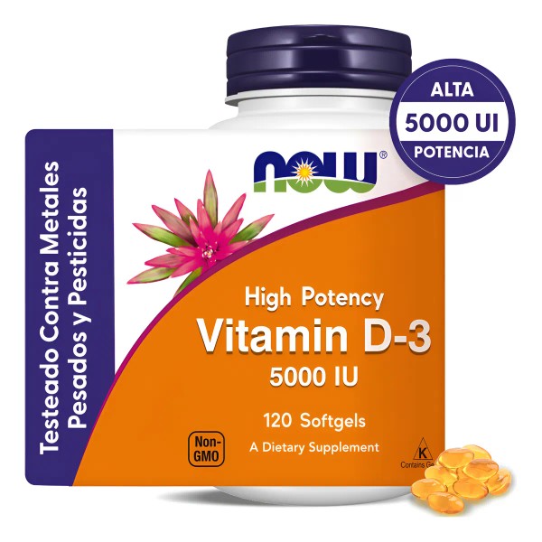 Vitamina D3 5000 Alta Potencia 120 Caps Blandas Sin Sabor