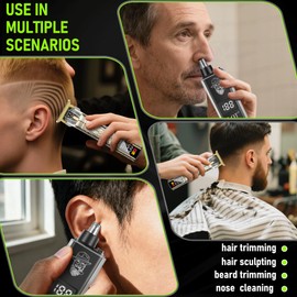LQT Hair Clippers for Men 2 in 1 Beard and Mustache Trimmer for Men T Liners Trimmers Electric Cordless Nose and Ear Hair Trimmer Grooming Kit with Bag, to Son Husband Father Men's Gifts