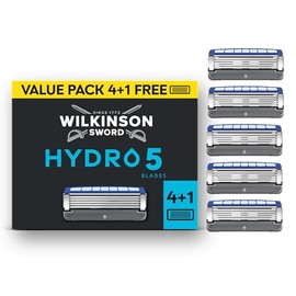 Wilkinson Sword Hydro 5 Razors Blade for Men, Men's Shaver Refill Pack, Skin Hydration, Carbon Coated Blades, 4 Razor Refills Plus 1 Bonus
