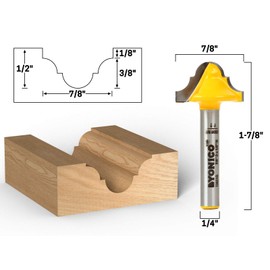 Yonico 13021q Yonico 13021q 3/16" Radius Double Roman Ogee Groove Router Bit 1/4" Shank