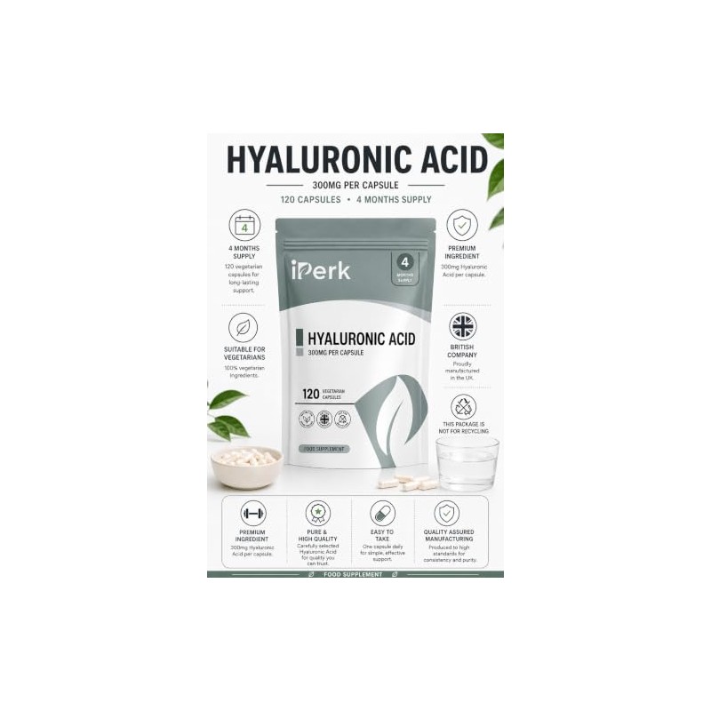 iperk Hyaluronic Acid 300mg | 120 Capsules 4 Months Supply
