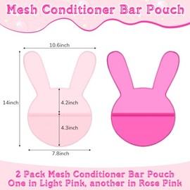 Nuanchu 2 bolsas de champú acondicionador de belleza, bolsa de malla para barra de champú, acondicionador, bolsa de barra con forma de conejo, barra d