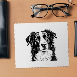 2 x 'Border Collie Portrait' Microfibre Lens/Glasses Cleaning Cloths (LC00031172)