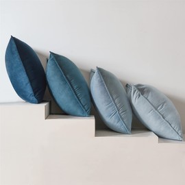 Topfinel Cushion Cover 17.7 x 17.7 inches (45 x 45 cm), Set of 4, Gradient, Stylish, Nordic, Velvet, Washable, Solid, Blue