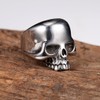 Black Stainless Steel Men's Cool Skull Head Solid Ring Punk