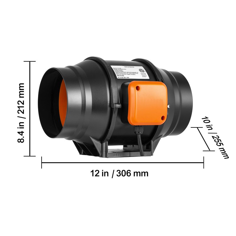 Happybuy Inline Duct Fan, 6-Inch 400 CFM Featuring Variable Speed