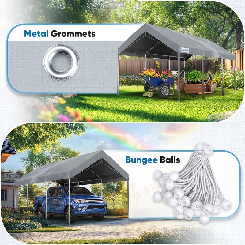 10x20 ft Carport Replacement Top Cover, Heavy Duty Waterproof &