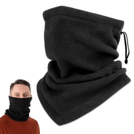 BNGXR Winter Loop Scarf, Multifunctional Scarf, Thermal Fleece Holding Sports Scarf, Neck Warmer, Unisex Neckerchief, Windproof, Adjustable Tube Scarf for Sports, Motorcycle, Bike, Skiing (Black),