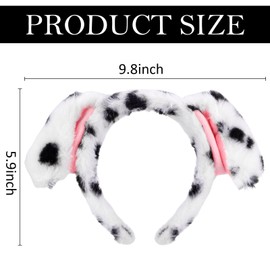 Tihebax Dalmatian Dog Ears Headband, Cute Puppy Ears Headband for Women Hair Accessories Black and White Animal Dog Ears