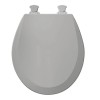 Bemis Round Wood Toilet Seat w/ Cover, Closed-Front - Silver