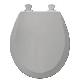 Bemis Round Wood Toilet Seat w/ Cover, Closed-Front - Silver (500EC-162)