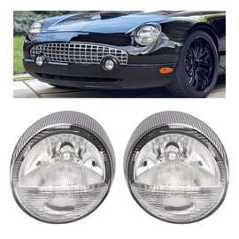 HECASA Pair Headlights Compatible with 2003-2005 Ford Thunderbird Replacement for 5W6Z13008A 5W6Z13008B FO2502208 FO2503208 Headlamps Clear Lens Left and Right