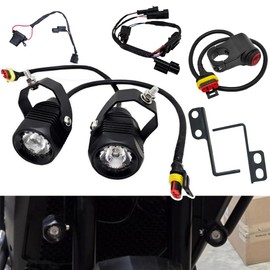 Fsdatongdazi Motorcycle LED Auxiliary Light Kit with Connector Mount Brackets Wire Harness Compatible with Honda Transalp XL750 (2023 - Current) (12W (Day white))