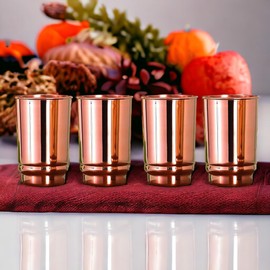 HEALTHANDWEALTH Copper Tumblers - 350ml (11.8 fl. oz.) for Pure Water Drinking, Holistic Hydration, and Health Benifits Of Ayurveda - UNCOATED and LACQUER Free (Plain Cup (Pack Of 4))