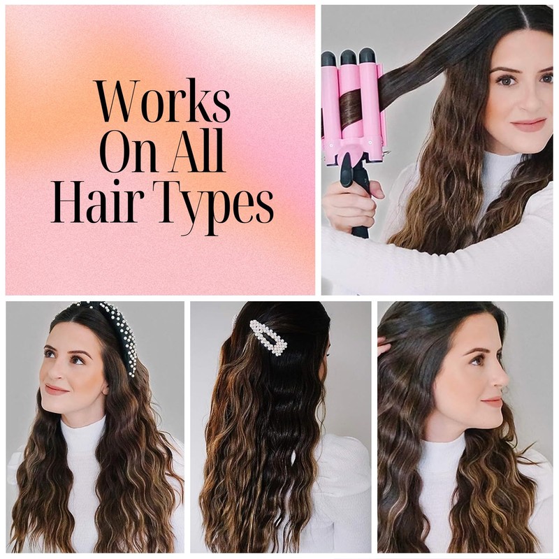 Alure Three Barrel Curling Iron Wand Hair Waver with LCD