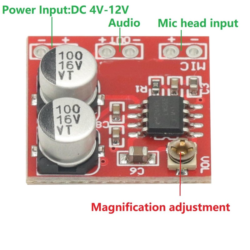 5pcs LM386 Electret Microphone Amplifier Board,Microphone Amplifier DC4-12V