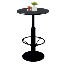 Diwhy Industrial Pub Table 23.6" Iron Round Desktop 37.4" Height Cast Iron Bar Table Black