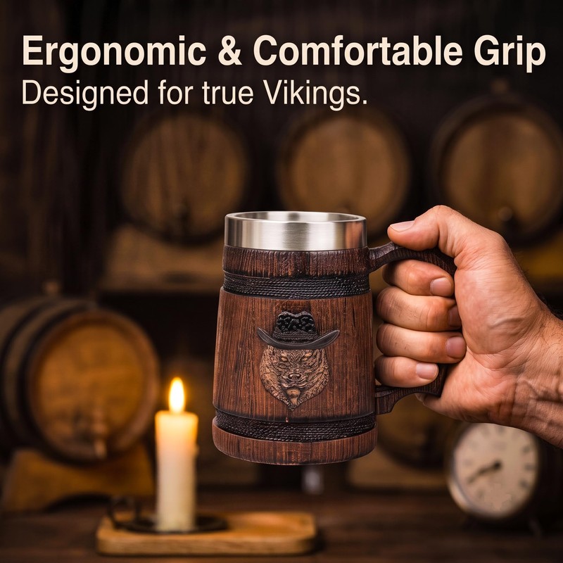 Melispapa 18 oz Large Viking Beer Mug With Handles –