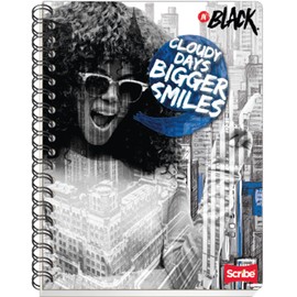 Scribe, INBLACK, Cuaderno Profesional con Espiral Doble de Pasta Semi Rígida, Raya de 100 Hojas (Diseño de Portada Aleatoria)