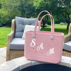 3PCS Letter Charms Compatible with Bogg Bags,2.75 in Large Size Bag Inserts Accessories Decorative Charm for Beach Bag (White, D)