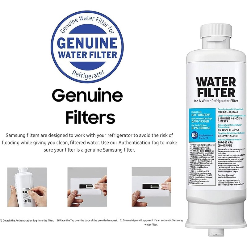 Filtro de Agua Original DA97-17376B, DA97-08006C, HAF-QIN, HAF-QIN/EXP para Refrigeradores