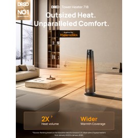 Dreo Space Heater Large Room, 30" Electric Heaters with Remote, 120° Oscillation, Adjustable Thermostat, 5 Heat & 3 Fan levels, 8 Safety Protections, 25dB Quiet, 1-12H Timer, Heater for Office, Black