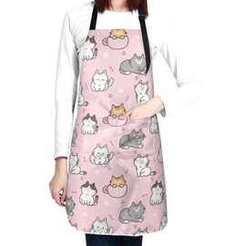 Rmqsyhfz Cute Cat Apron Adjustable with 2 Pockets Cooking Kitchen Aprons for Men Women Outdoors Baking Chef Apron