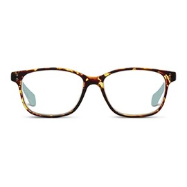 Peepers by PeeperSpecs Women's Nature Walk Soft Square Reading Glasses, Tortoise/Aqua, 49 + 2.5