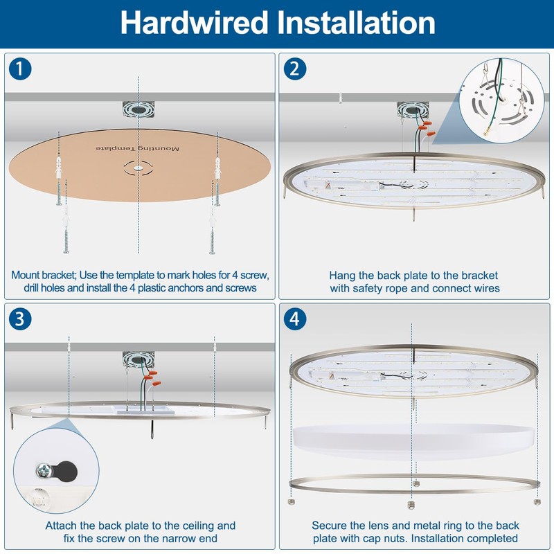 DAKASON 32In Oval LED Flush Mount Light for Kitchen/Living Room,
